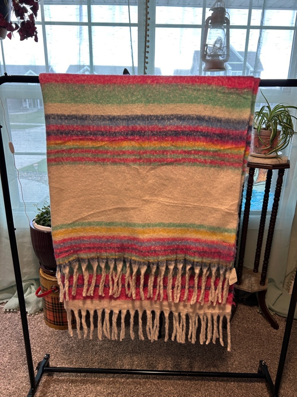 Striped Fringe Free People Throw Blanket - Multicolor